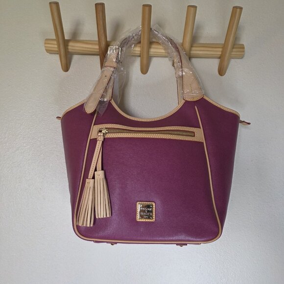 Dooney & Bourke Maddie Violet Quartz Shoulder Bag Saffiano Canvas Leather NWT - Picture 3 of 16